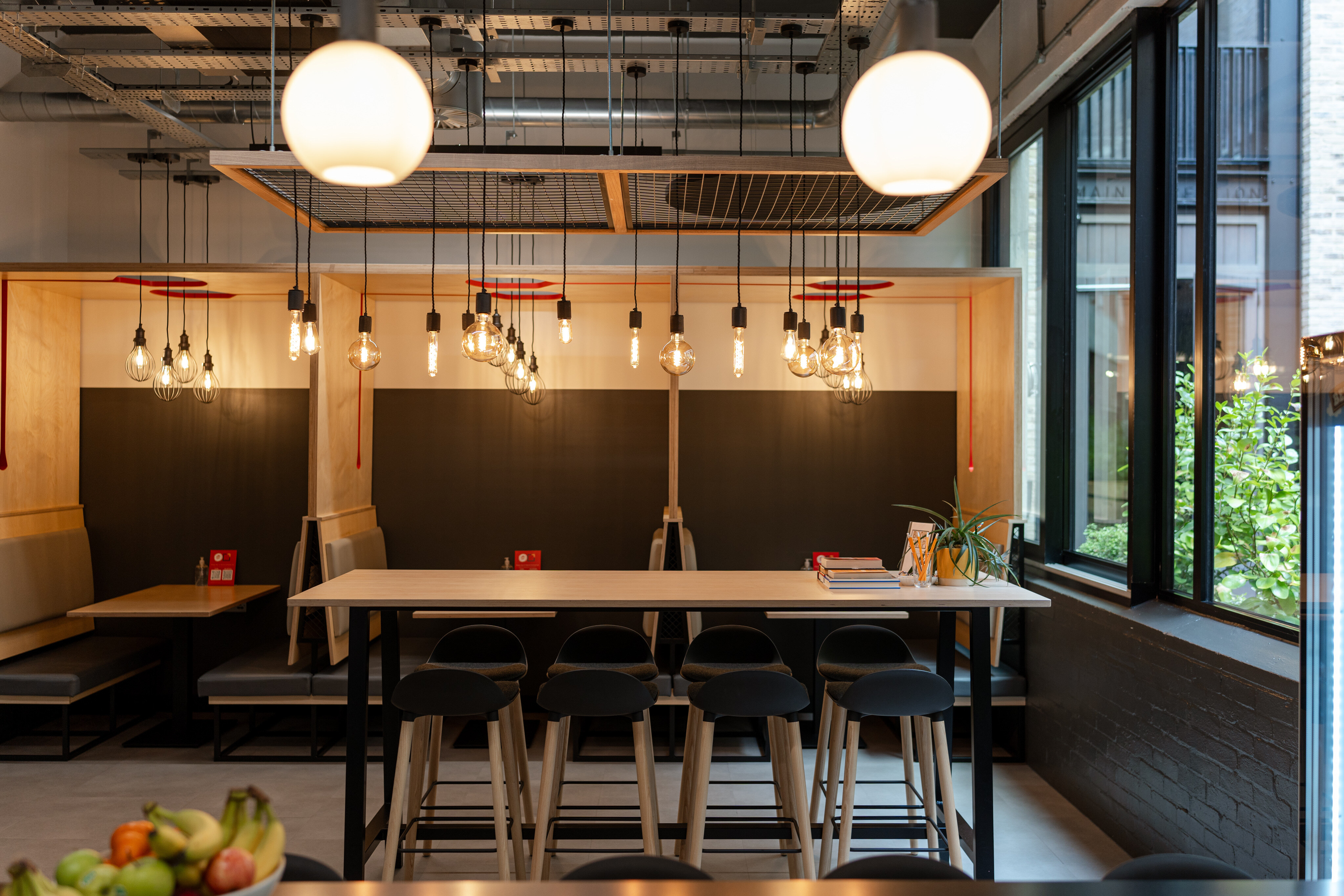 Modern commercial space which has been designed with help from AI for commercial interior design, but also had input from an interior designer.